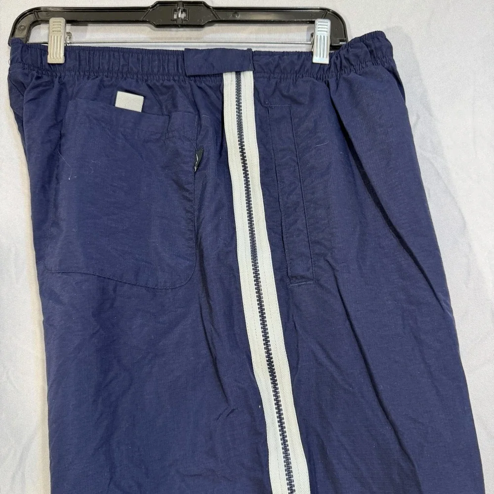 Vintage Nike Ripstop Track Pants Full Side Zippers Blue Men's L Wide‎ Leg